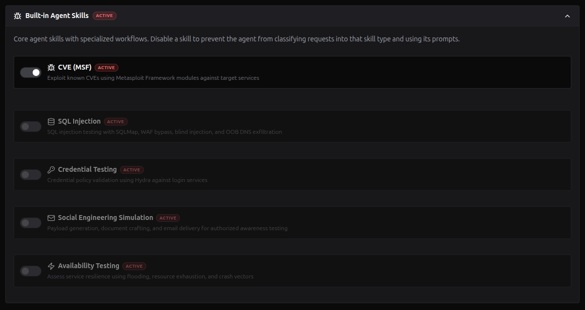 Agent Skills Settings