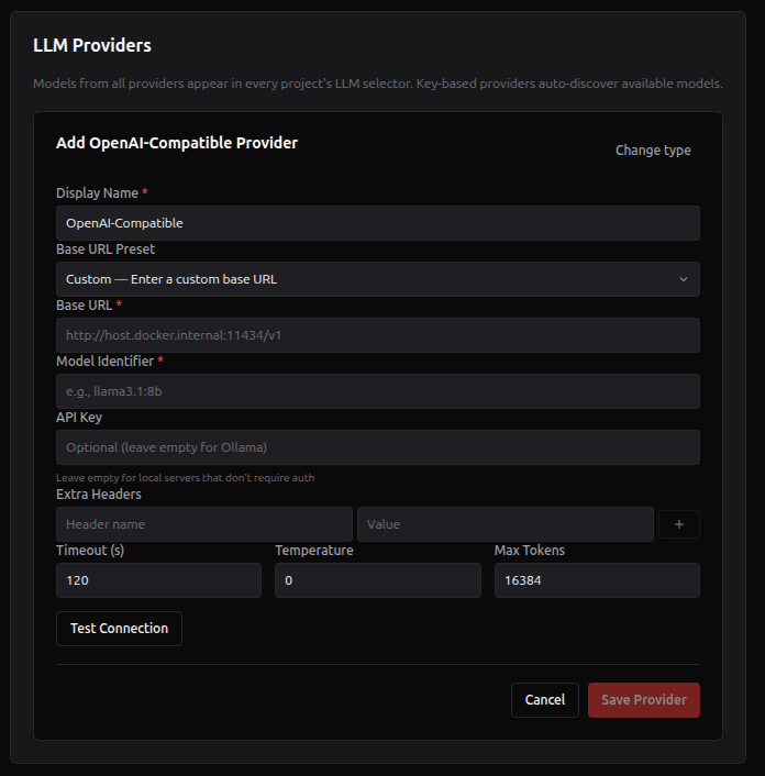 OpenAI-Compatible Provider Form