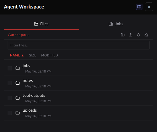 Agent Workspace — Files tab