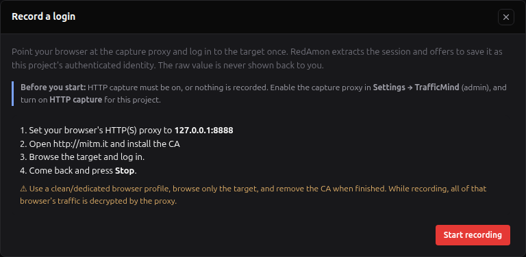 Record-login modal