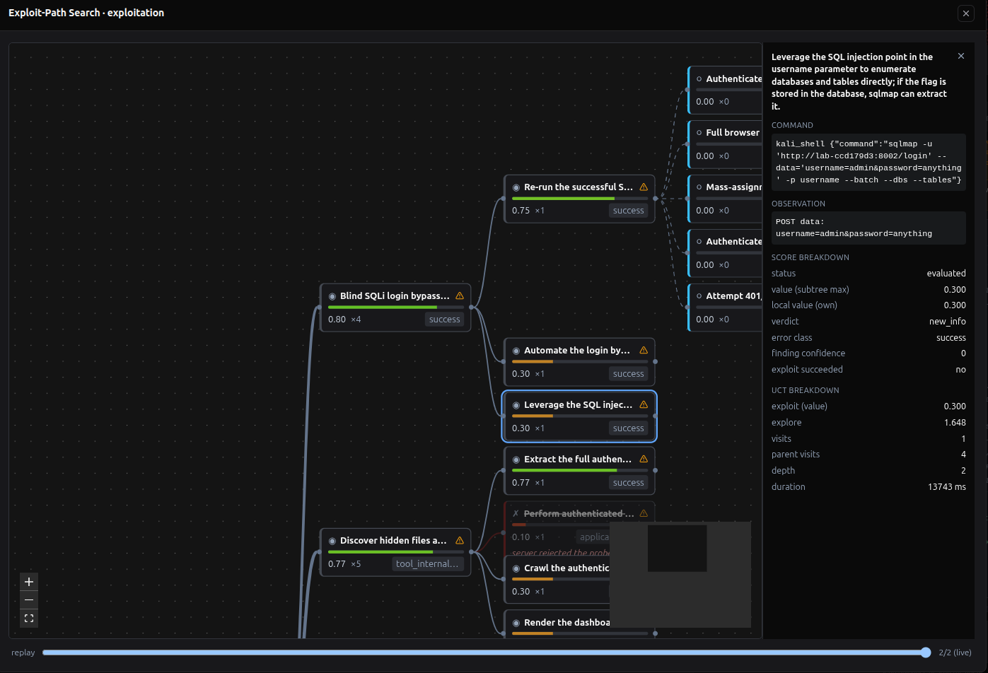 Exploit-Path Search expanded tree modal