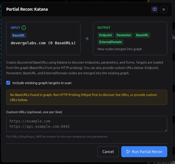 Partial Recon -- Katana