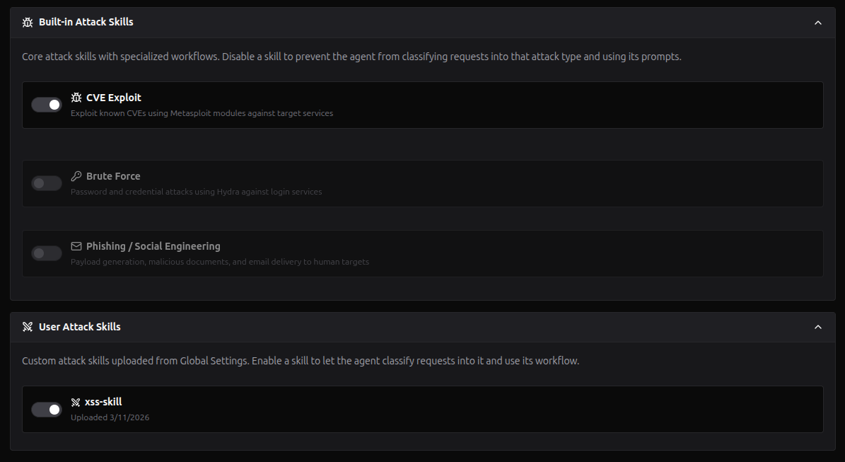 Project Settings — Agent Skills Tab