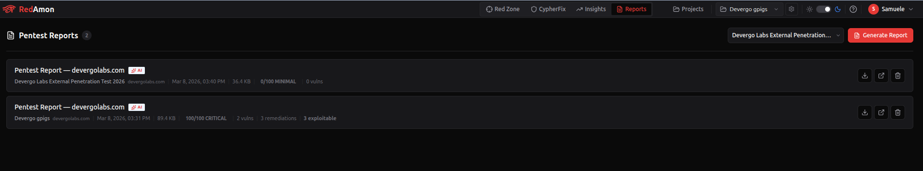 Reports Page