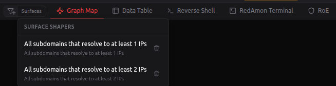 Surface selector in the tab bar